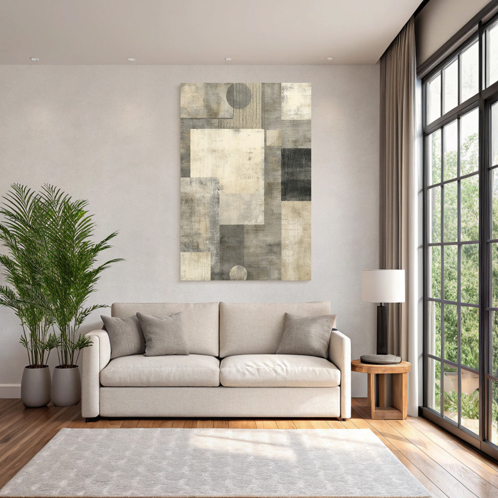 Abstract Geometric Shapes in Gray and Cream