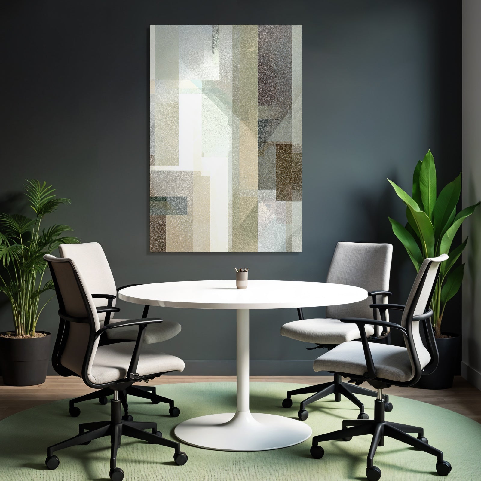 Abstract geometric shapes with muted colors and textures