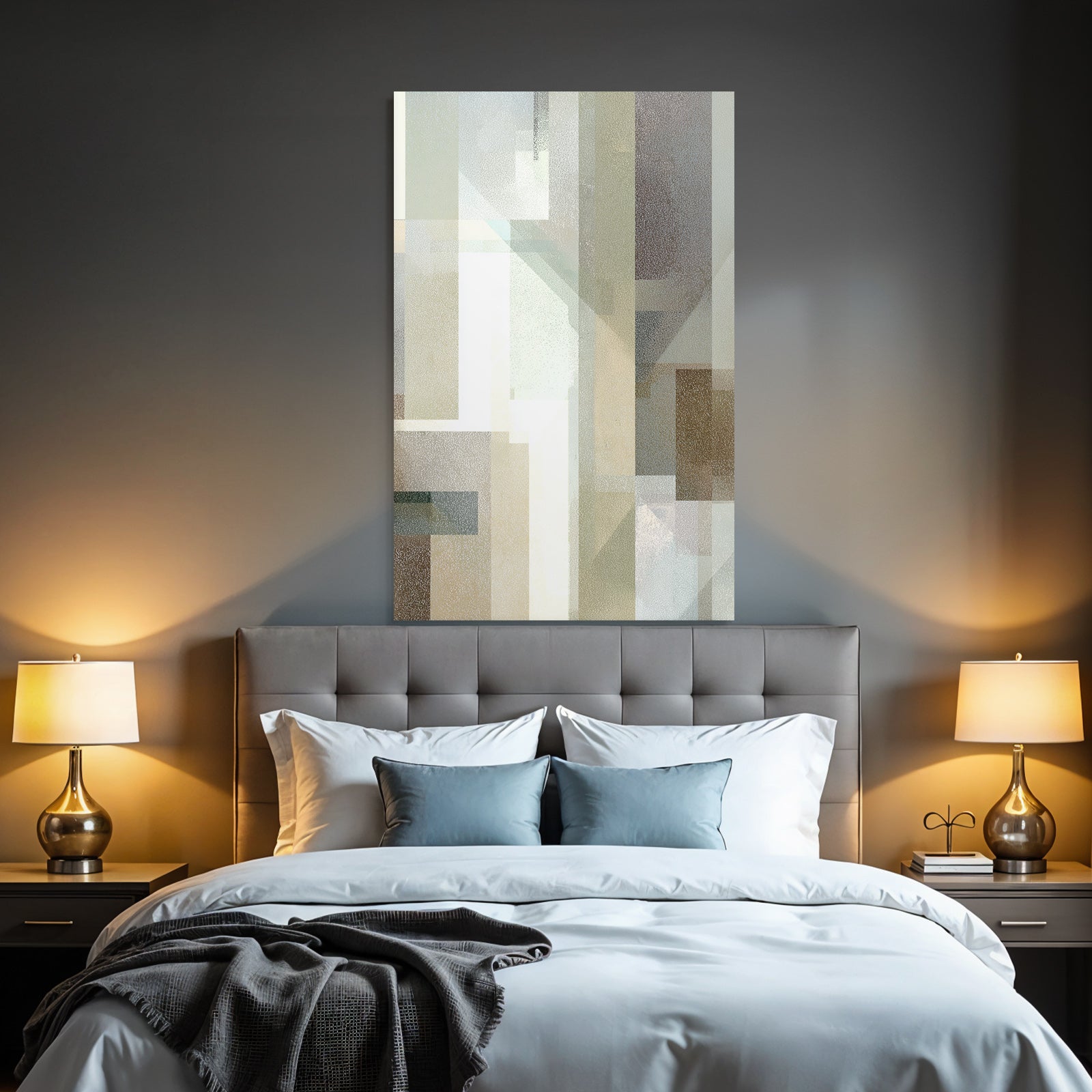 Abstract geometric shapes with muted colors and textures