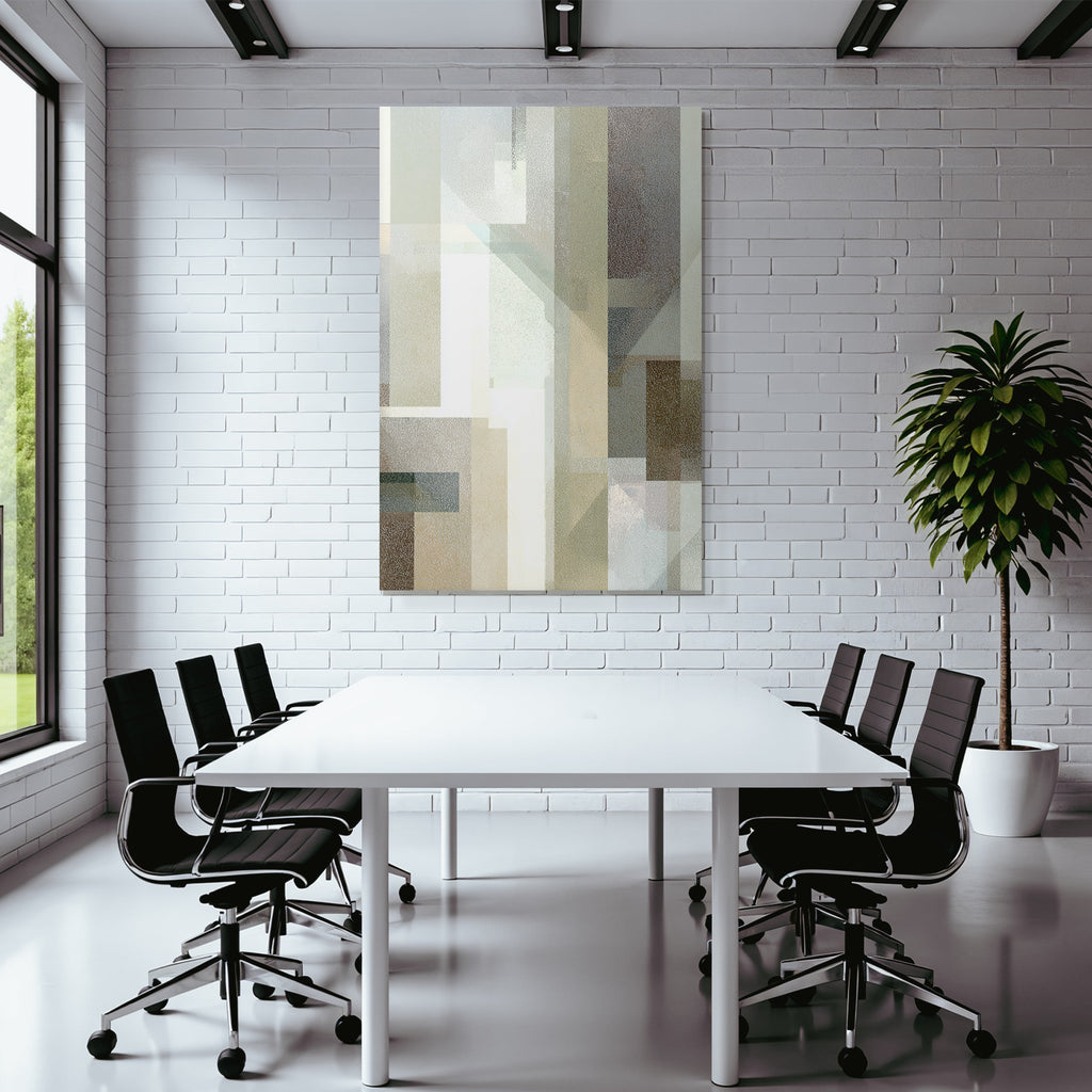 Abstract geometric shapes with muted colors and textures