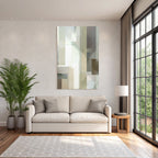 Abstract geometric shapes with muted colors and textures