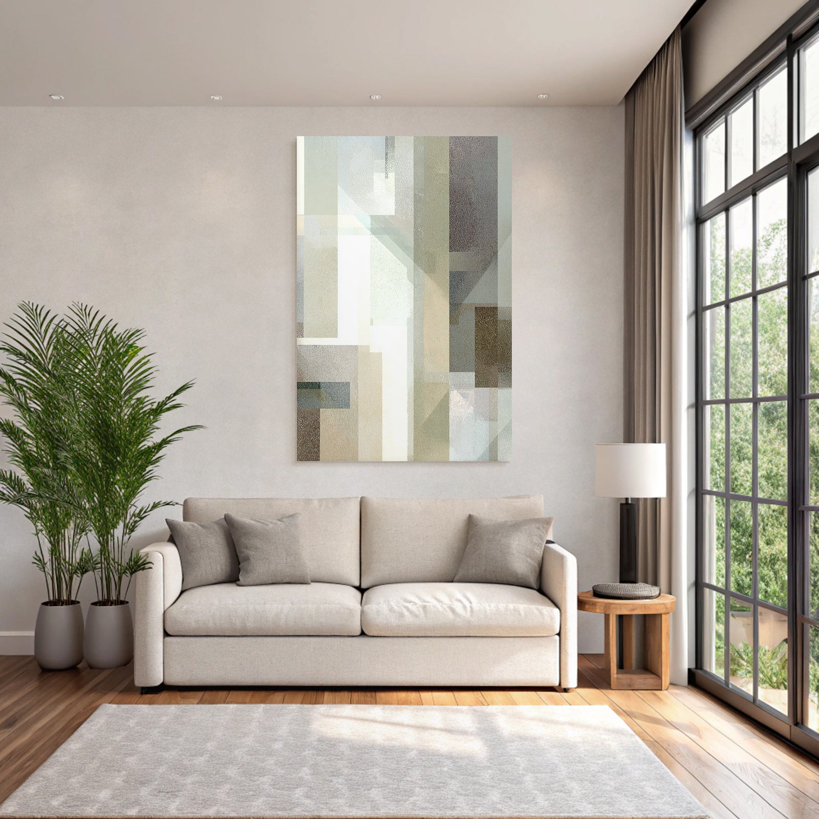 Abstract geometric shapes with muted colors and textures