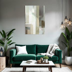 Abstract geometric shapes with muted colors and textures