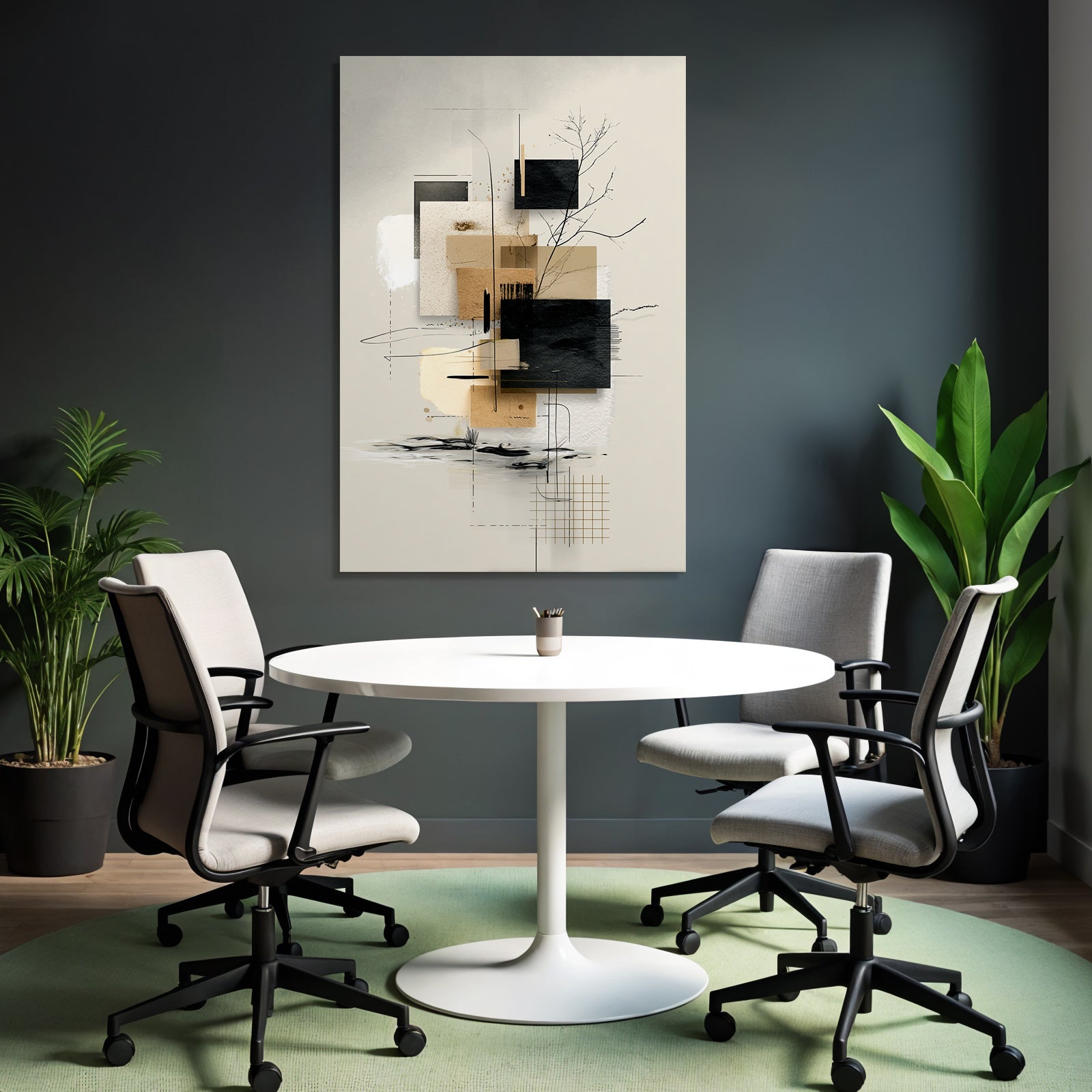Abstract Geometric Composition Earth Tones Minimalist