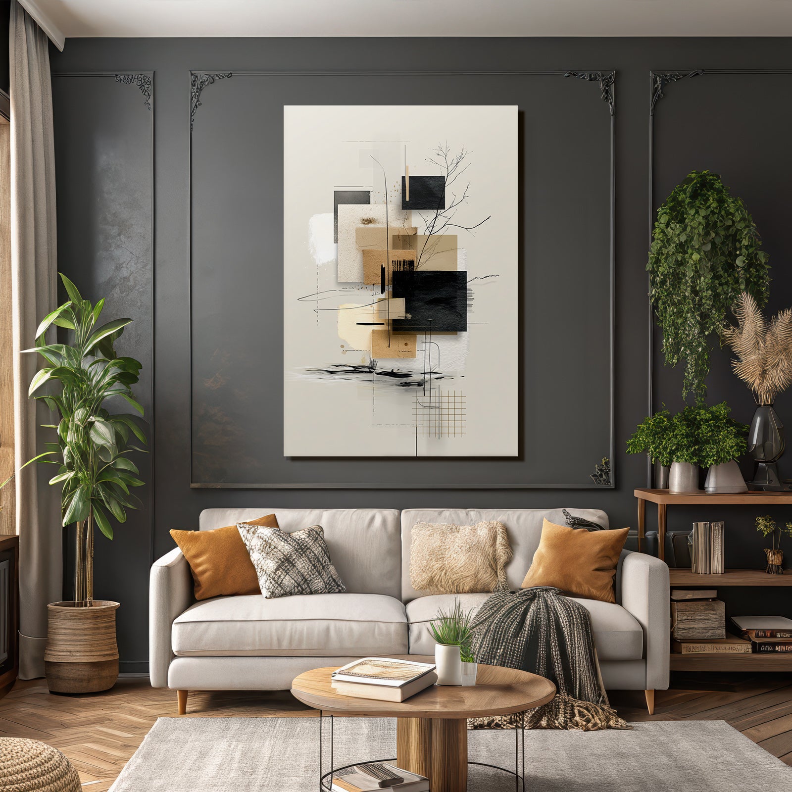 Abstract Geometric Composition Earth Tones Minimalist