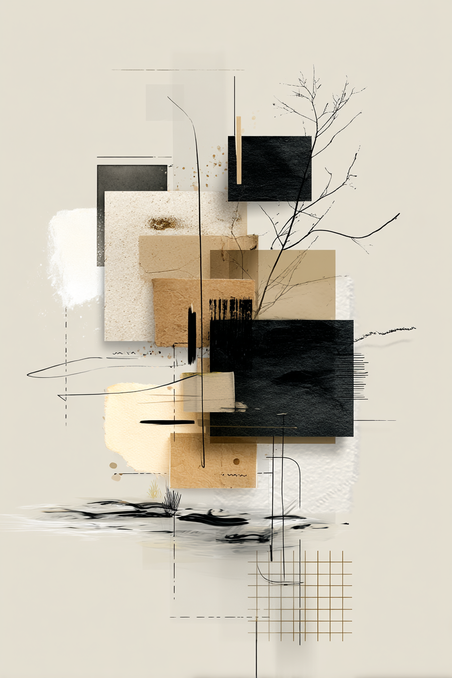 Abstracte Geometrische Komposition Erdfarben Minimalistisch | Modern Basic | Einrichtungsstile