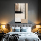 Abstract Composition Textured Panels Beige Cream Black