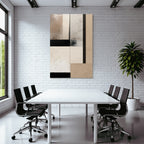 Abstract Composition Textured Panels Beige Cream Black
