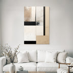 Abstract Composition Textured Panels Beige Cream Black
