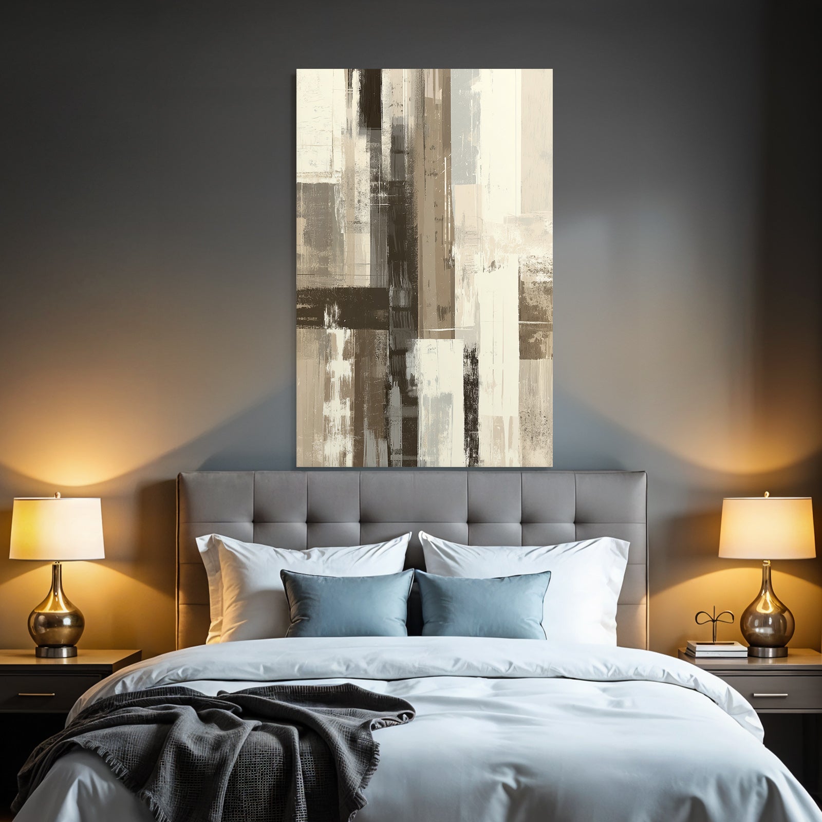 Abstract art with varying textures beige brown and white