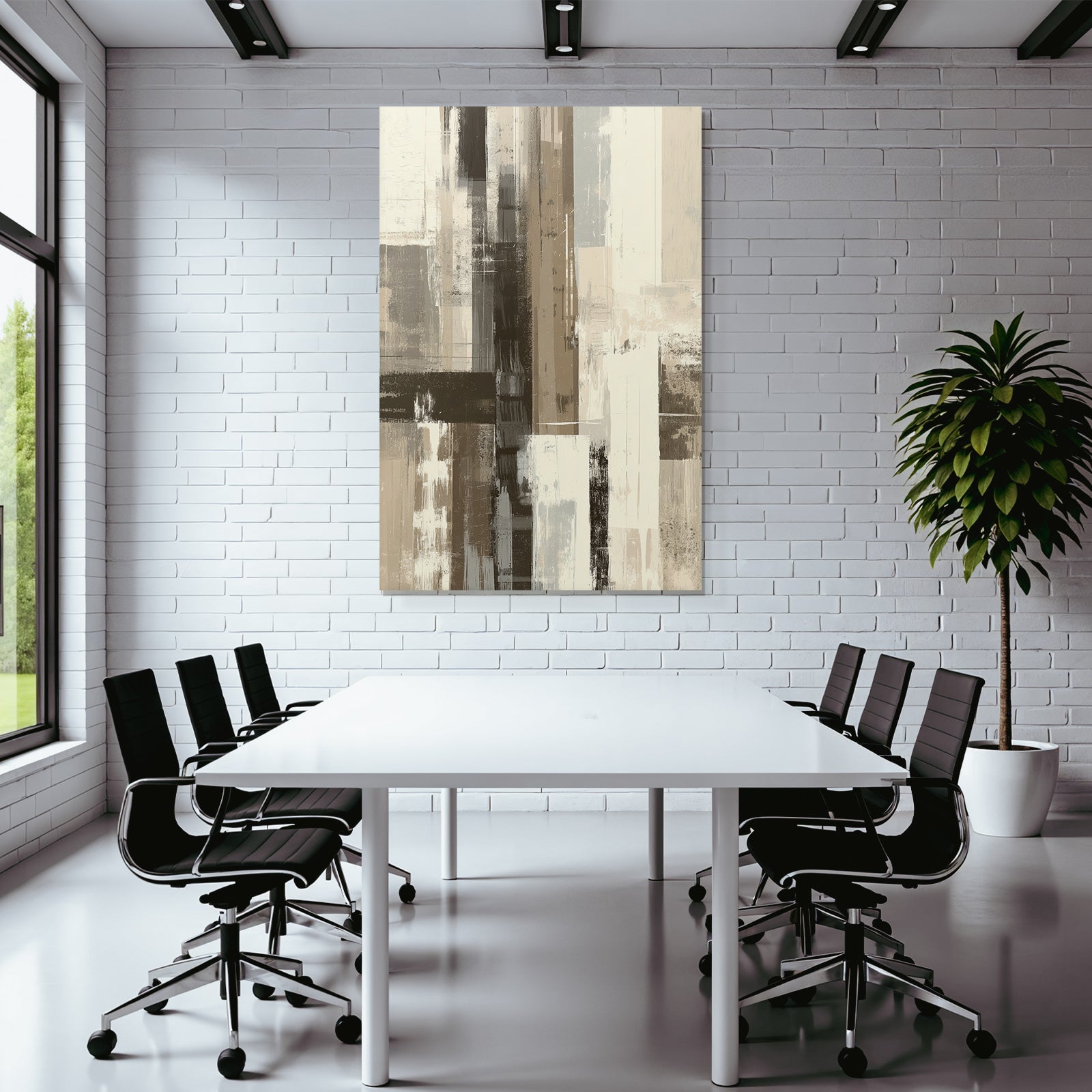 Abstract art with varying textures beige brown and white