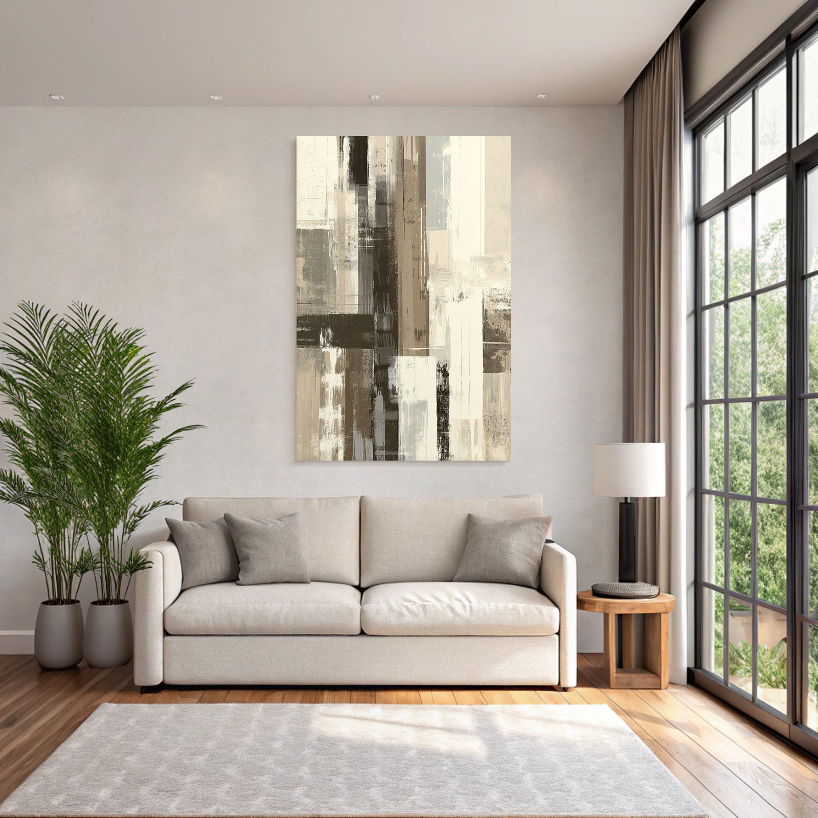 Abstract art with varying textures beige brown and white