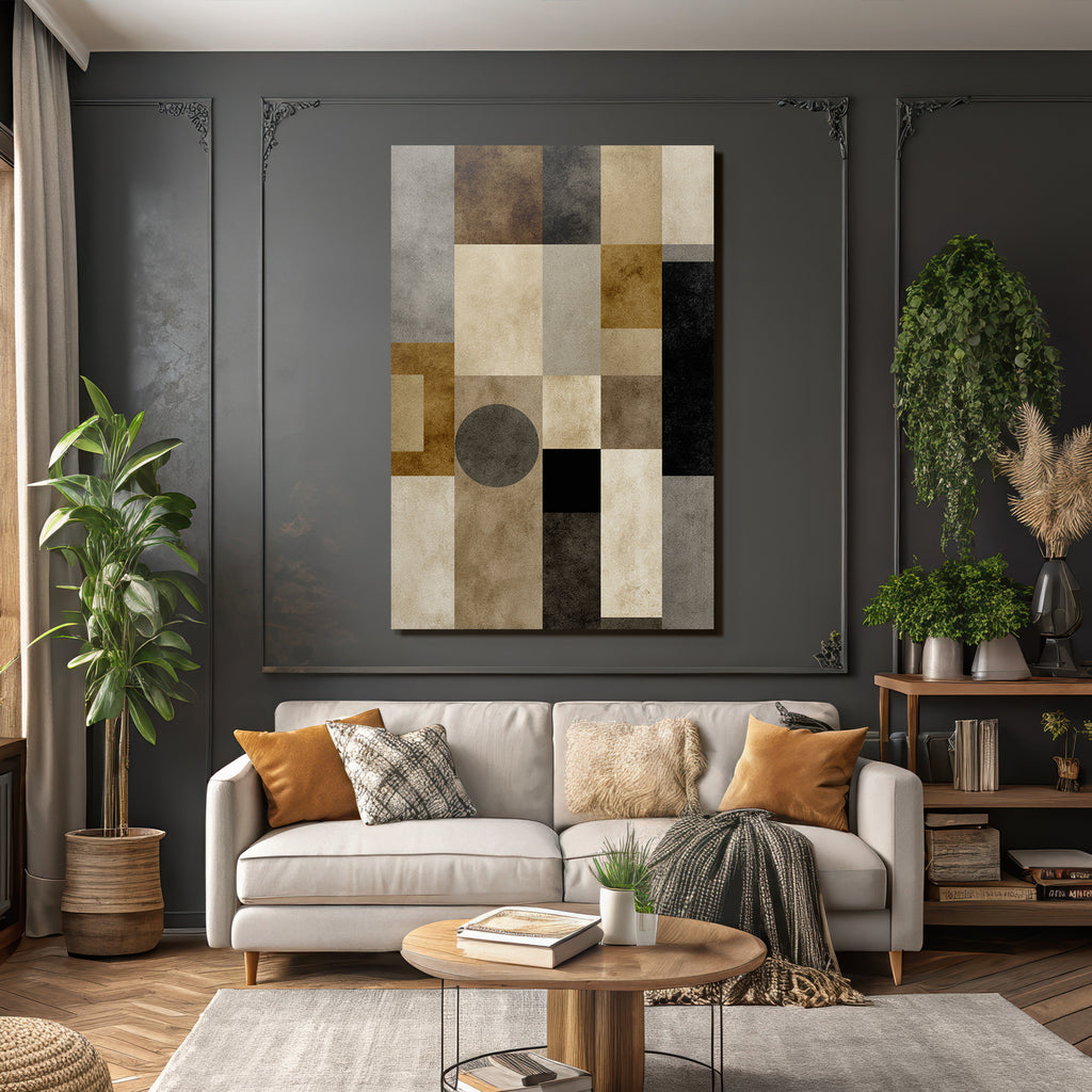 Abstract Artwork Geometric Shapes Earth Tones