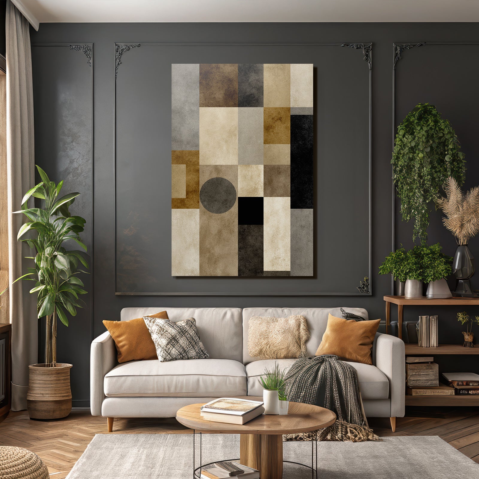 Abstract Artwork Geometric Shapes Earth Tones