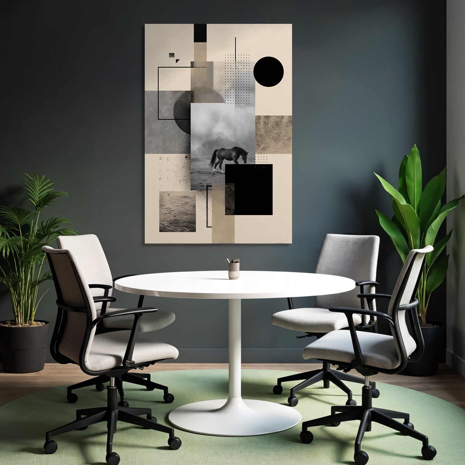 Abstractes Kunstwerk Horse In Landschaft Geometrische Formen