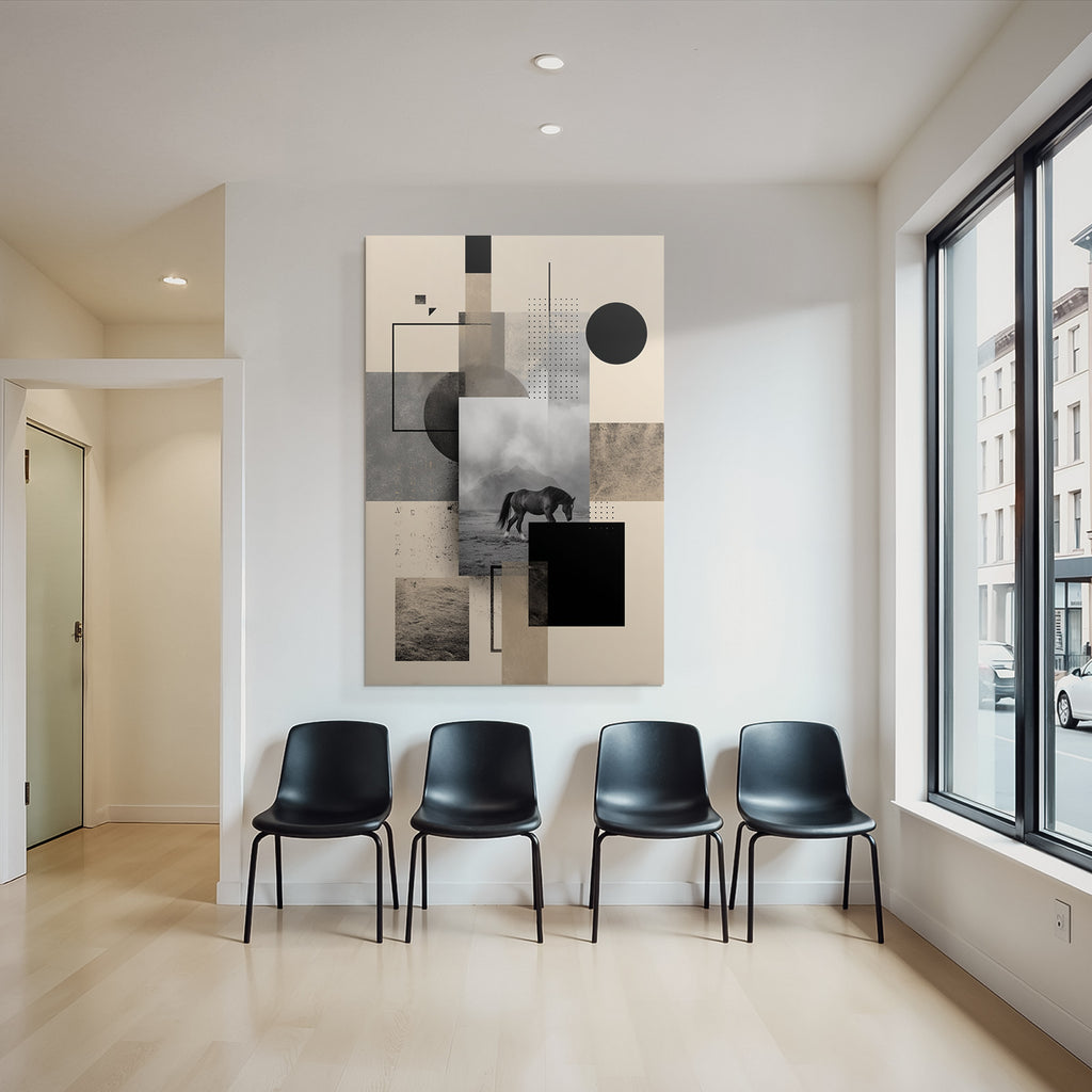 Abstractes Kunstwerk Horse In Landschaft Geometrische Formen