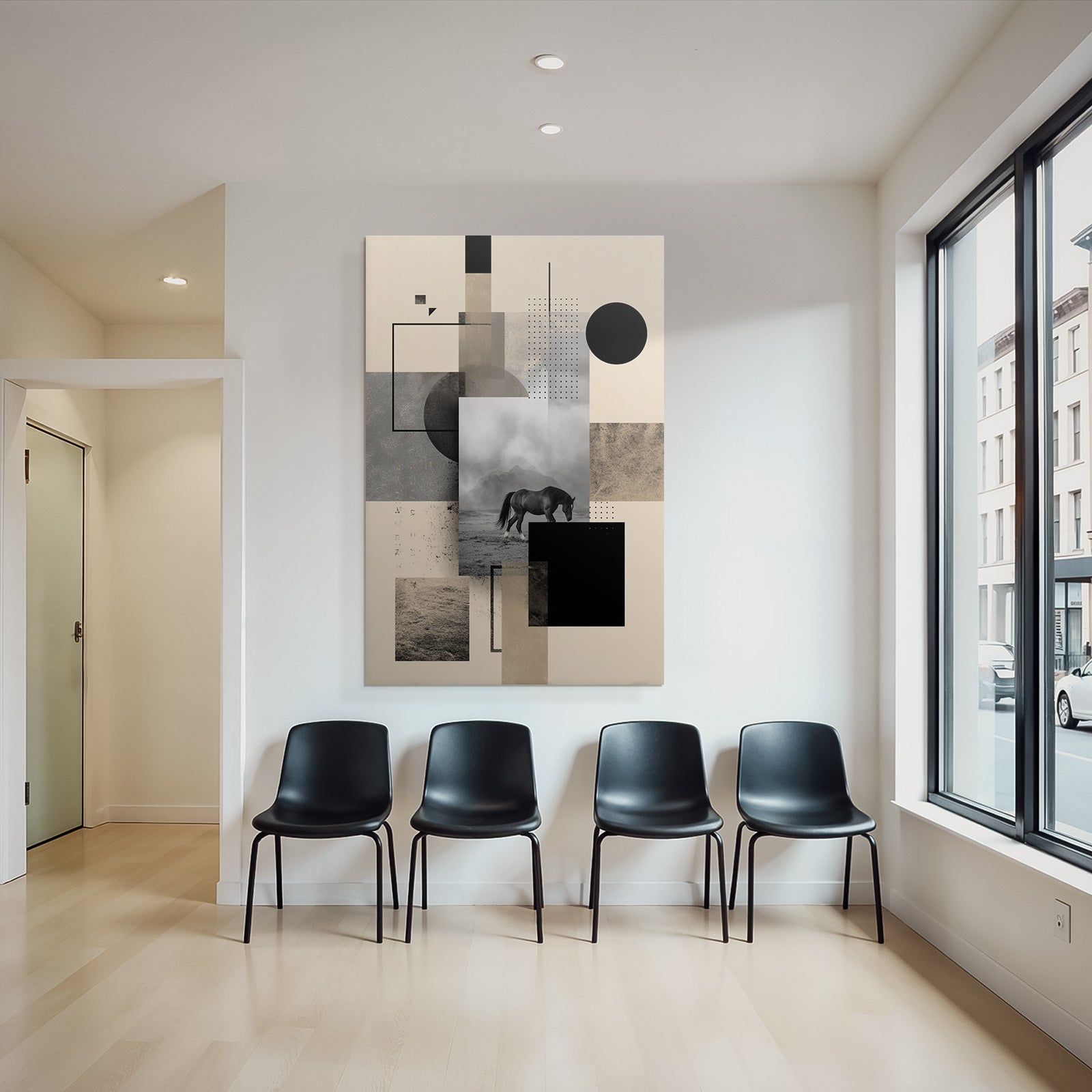 Abstractes Kunstwerk Horse In Landschaft Geometrische Formen