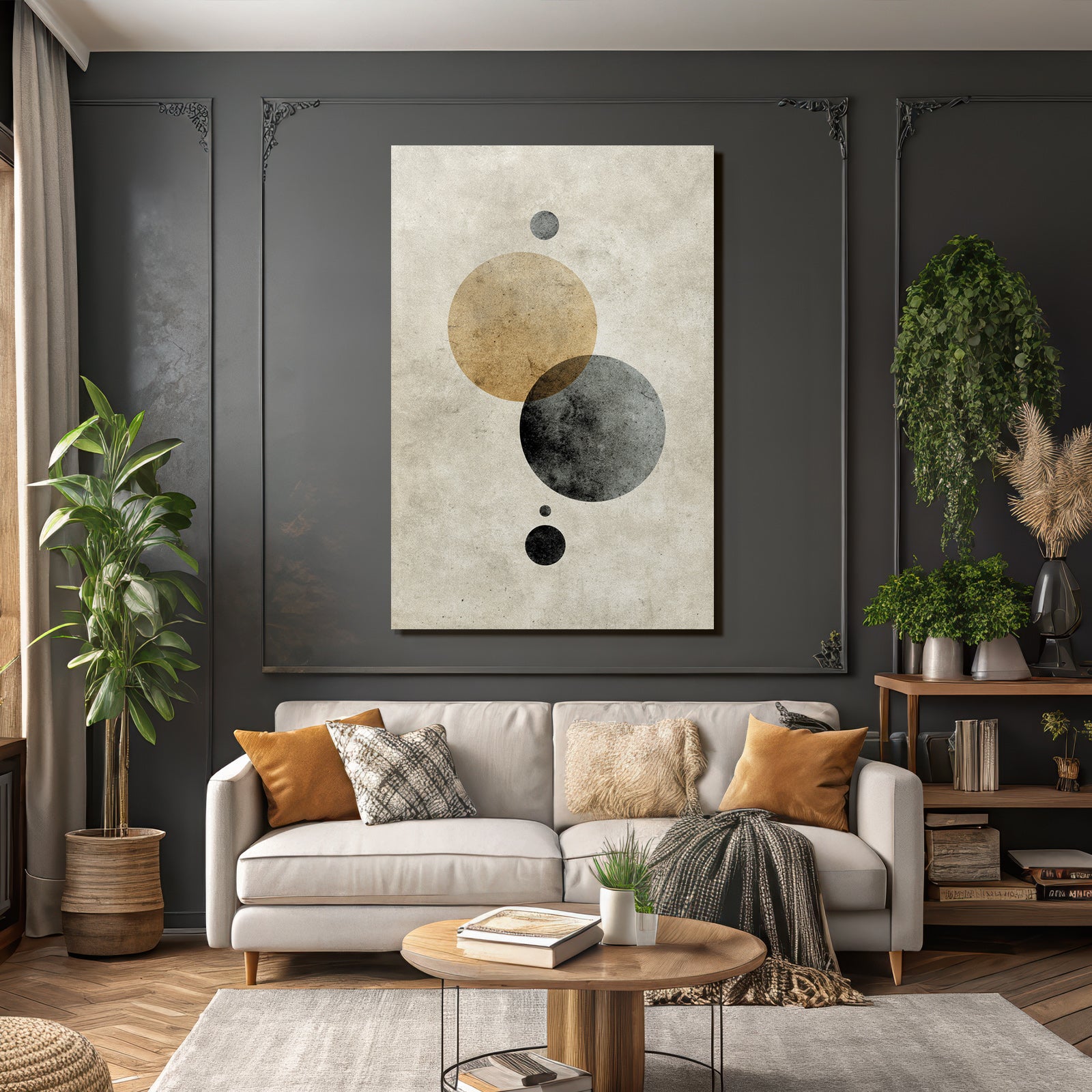 Abstract Shapes Black Grey Taupe Minimalist
