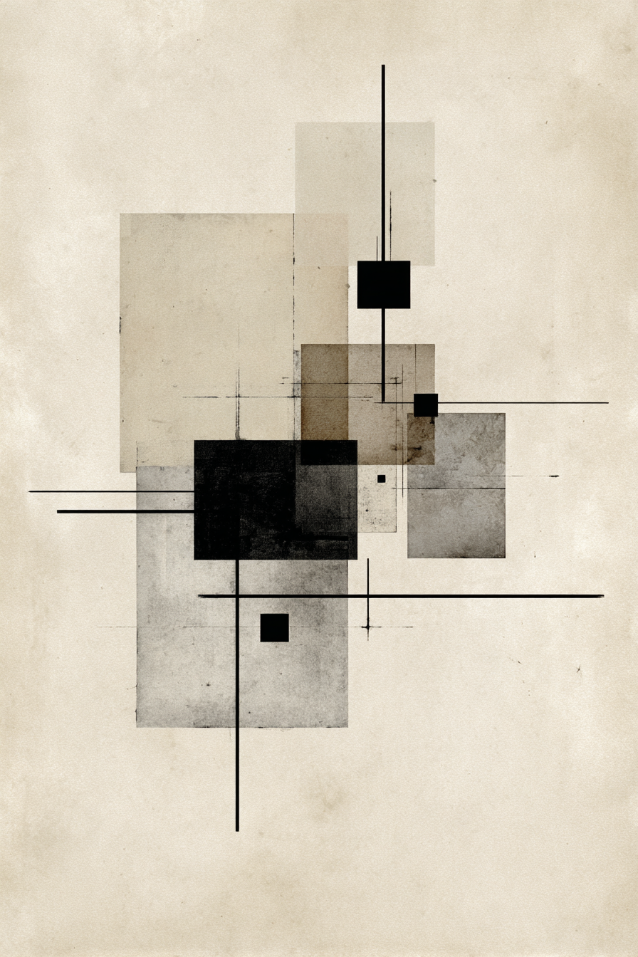 Abstrakte Geometrische Compostion Rechtecke Quadrate Schwarz Grau Beige | Modern Basic | Einrichtungsstile