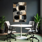 Abstract geometric shapes in black, beige, grey and brown
