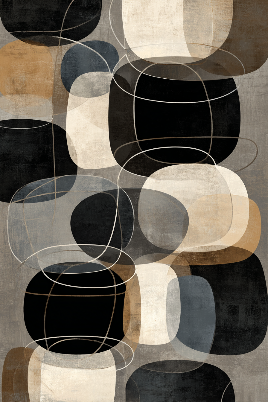 Abstrakte Geometrische Formen In Schwarz Beige Grau Und Braun | Modern Basic | Einrichtungsstile