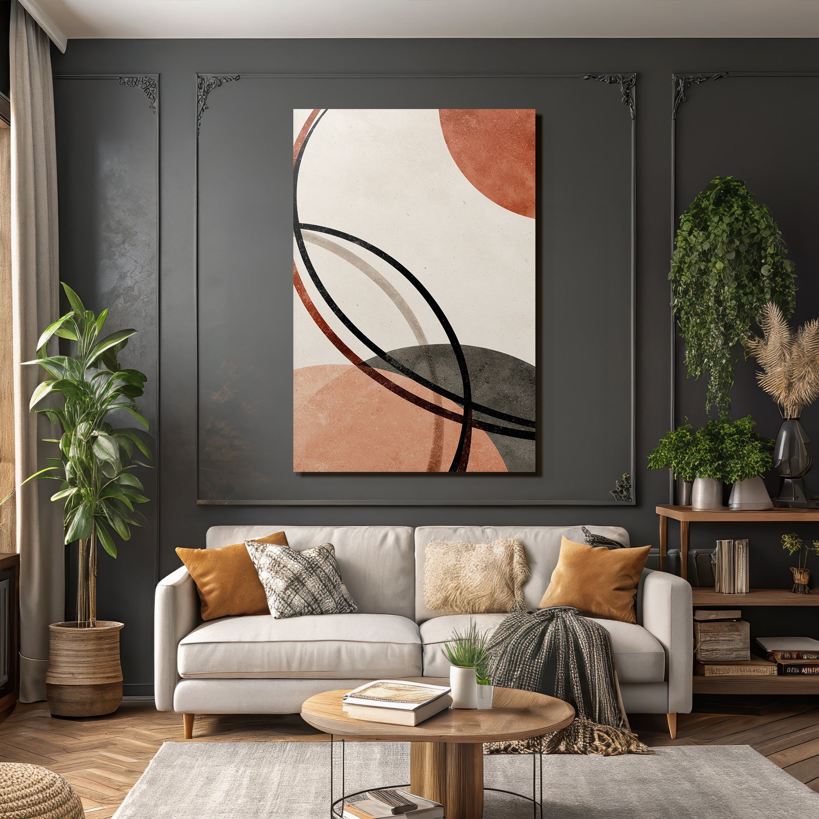 Abstrakte Geometrische Formen Mit Warmen Farben Und Texturiertem Hintergrund