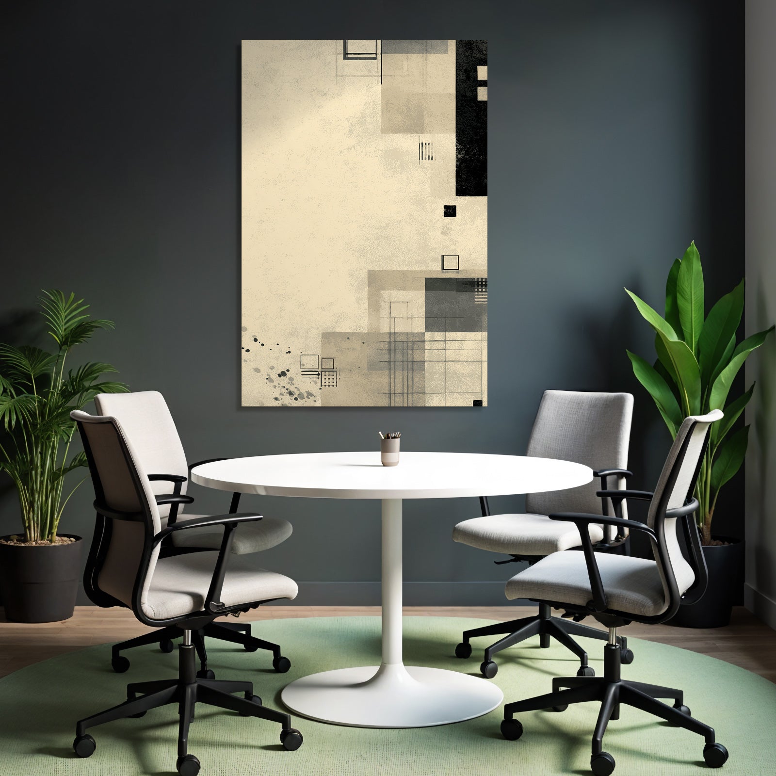 Abstrakte Geometrische Grafik Beige Schwarz Grau