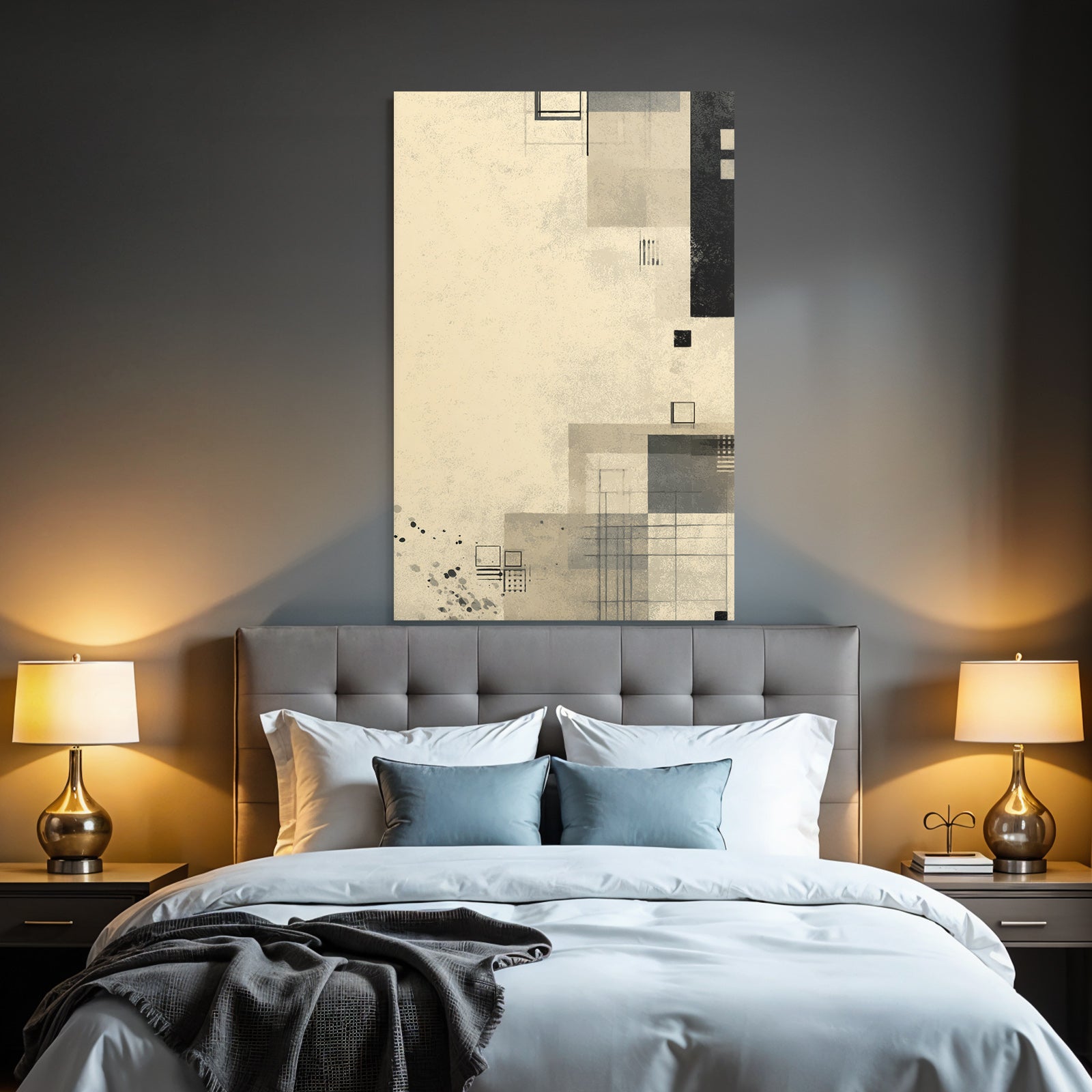 Abstrakte Geometrische Grafik Beige Schwarz Grau
