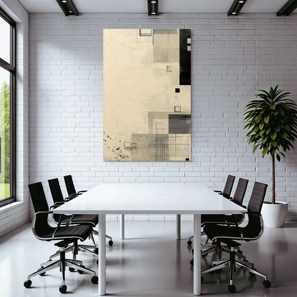 Abstrakte Geometrische Grafik Beige Schwarz Grau