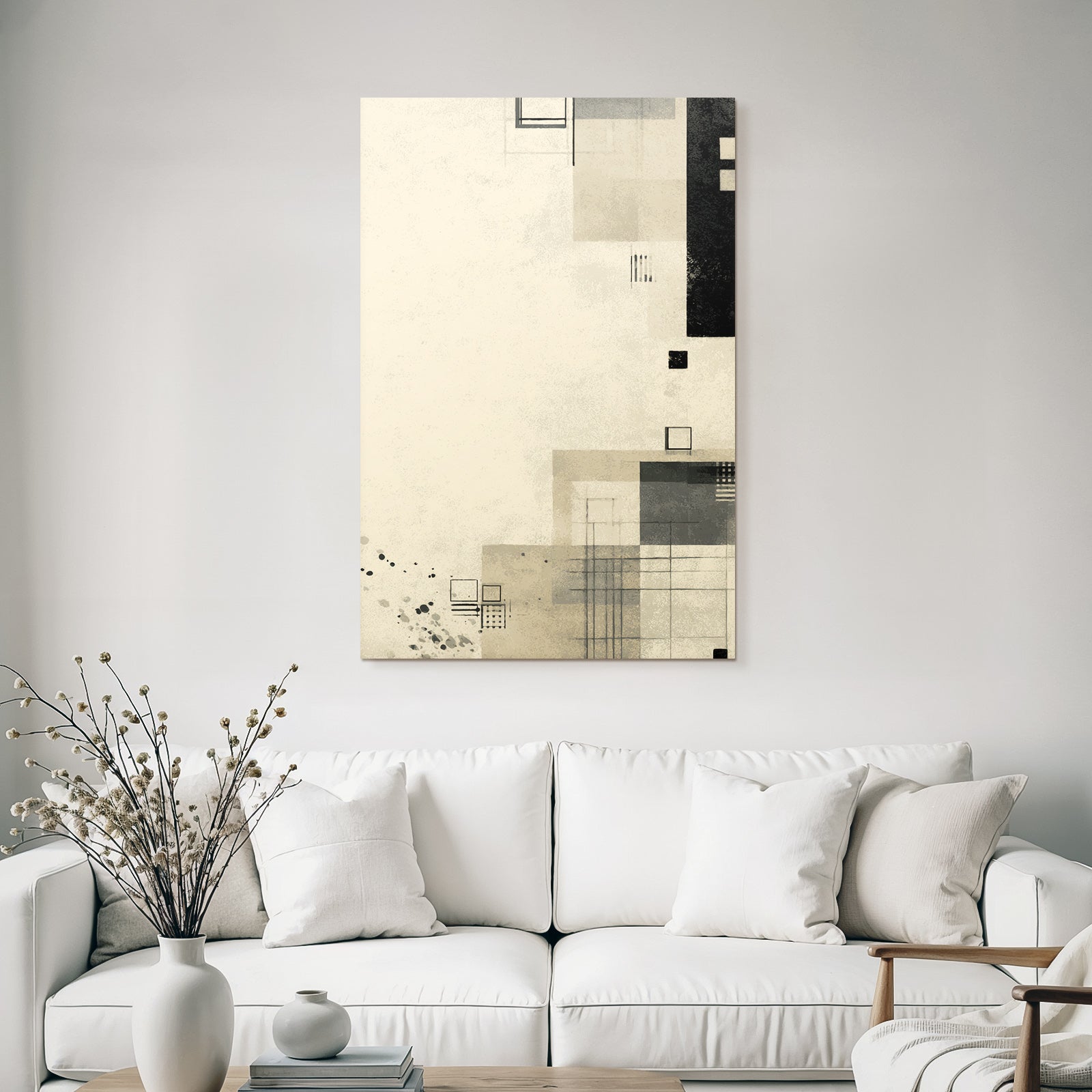 Abstrakte Geometrische Grafik Beige Schwarz Grau