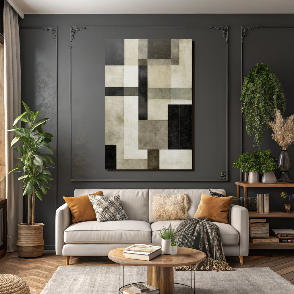 Abstrakte Geometrische Komposition In Schwarz Weiss Grau