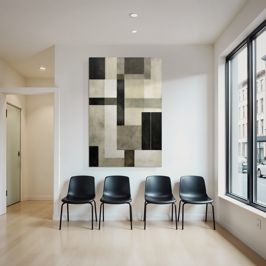 Abstrakte Geometrische Komposition In Schwarz Weiss Grau