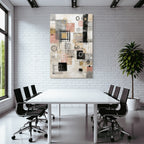 Abstract Geometric Art Gray Tones With Gold And Pink