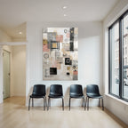 Abstract Geometric Art Gray Tones With Gold And Pink