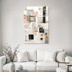 Abstract Geometric Art Gray Tones With Gold And Pink