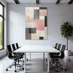 Abstract geometric composition with color blocks and textures