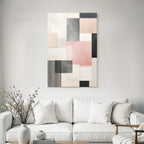 Abstract geometric composition with color blocks and textures