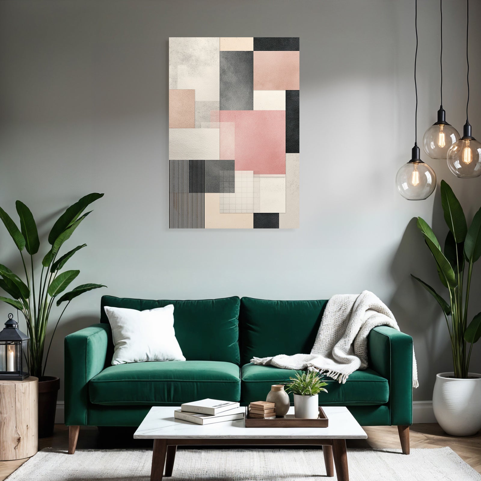Abstract geometric composition with color blocks and textures