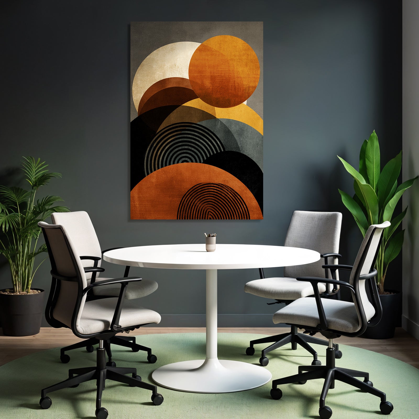 Abstract Graphic Composition Circular Shapes In Warm Tones