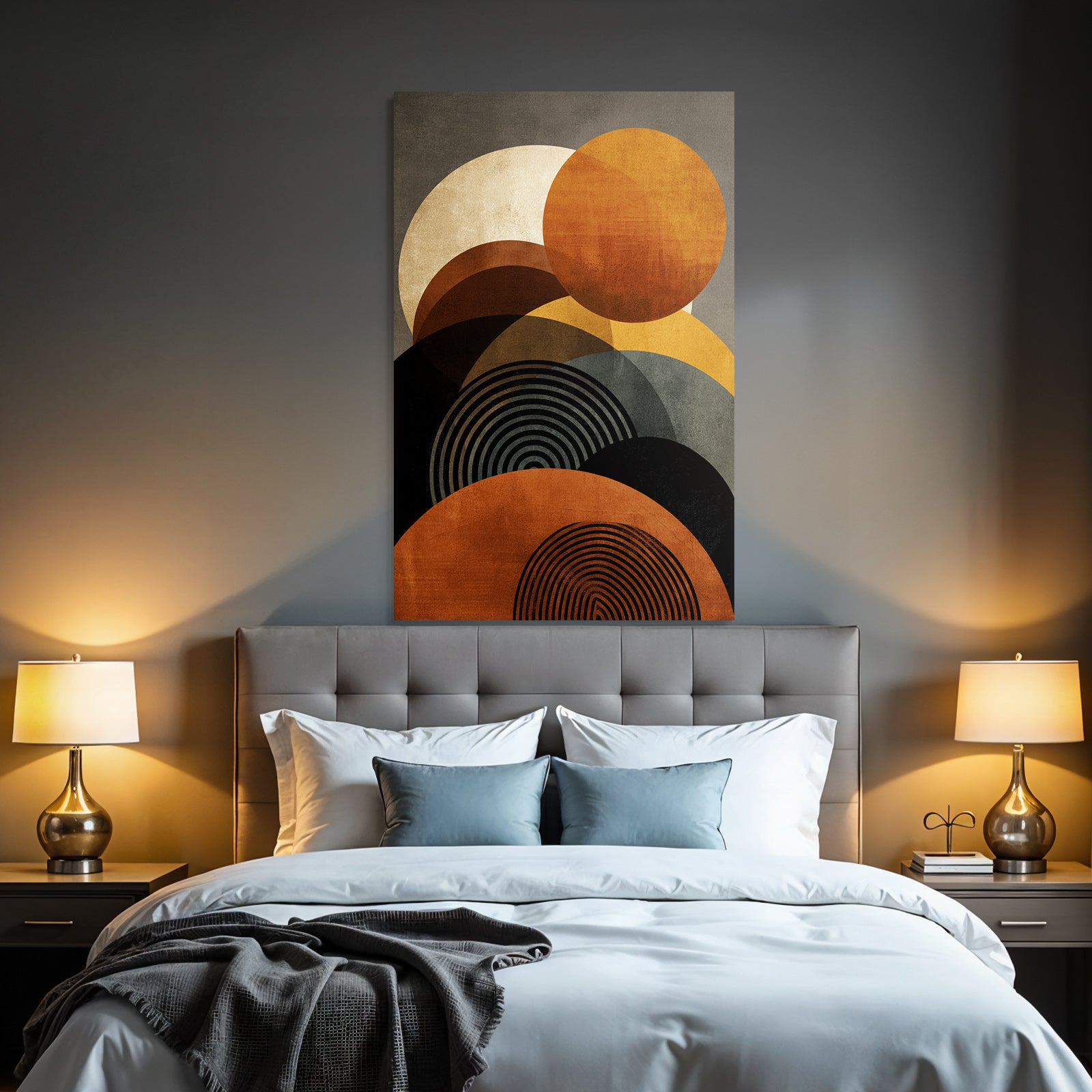 Abstract Graphic Composition Circular Shapes In Warm Tones
