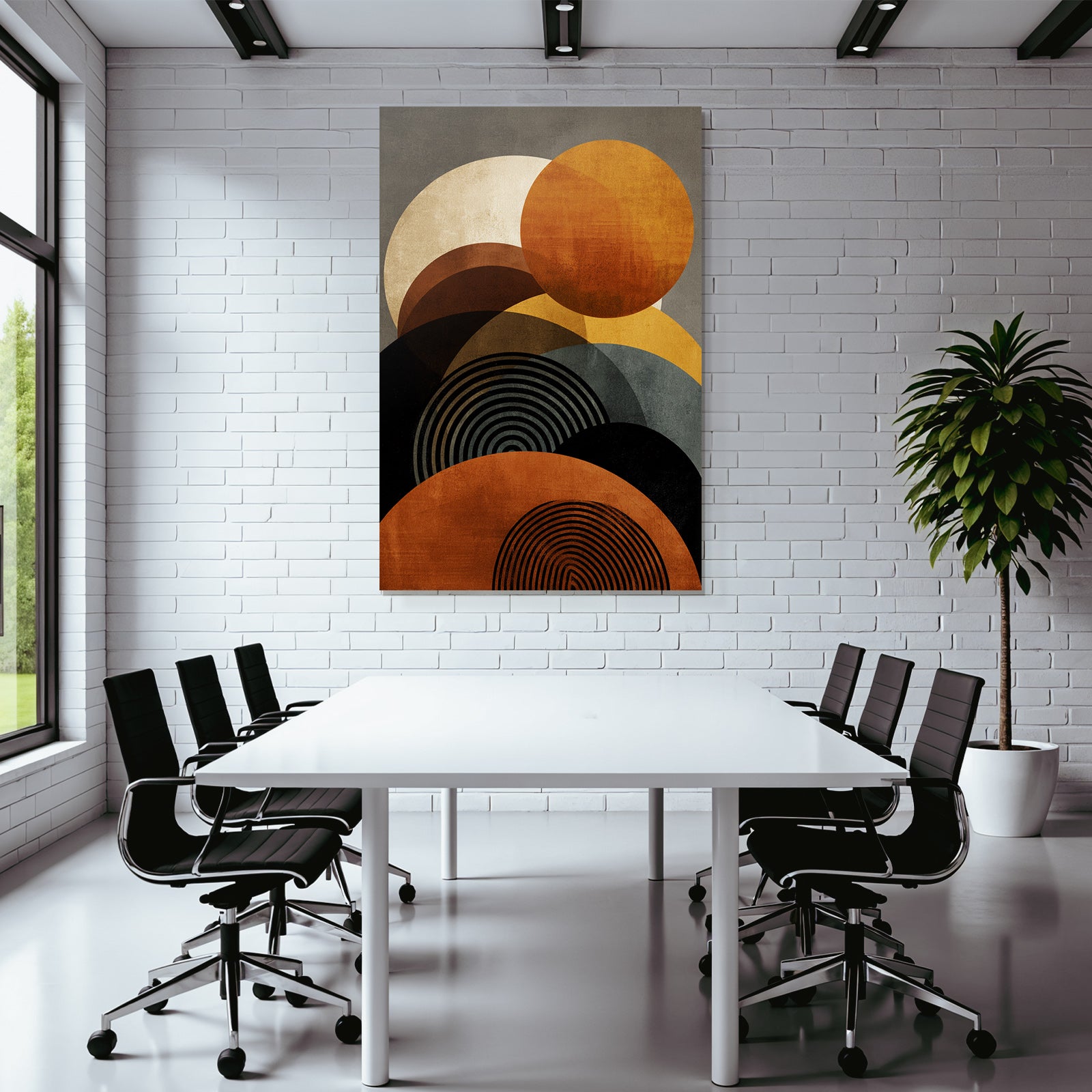 Abstract Graphic Composition Circular Shapes In Warm Tones