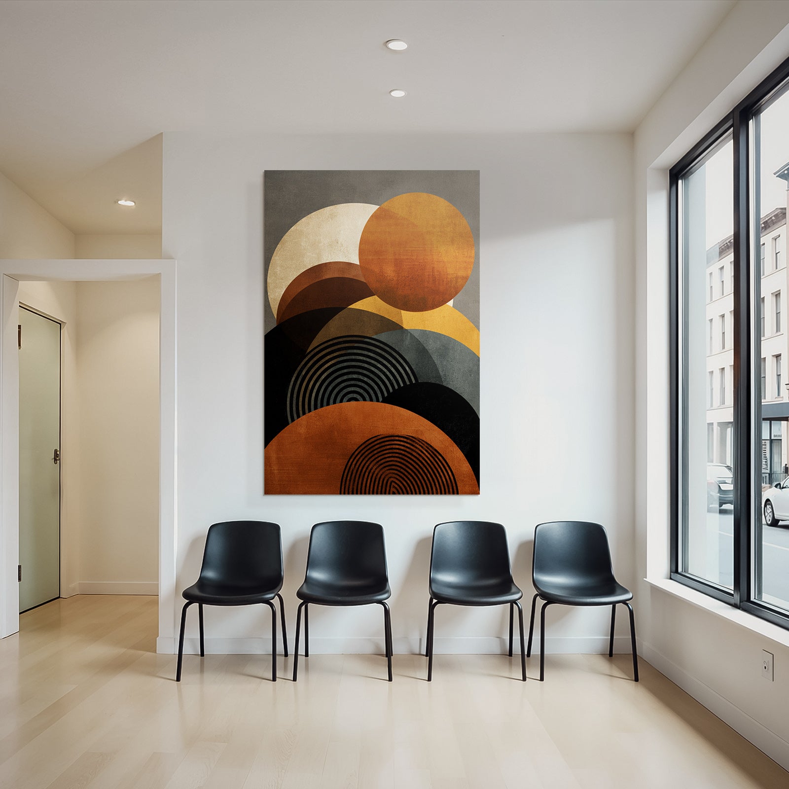 Abstract Graphic Composition Circular Shapes In Warm Tones
