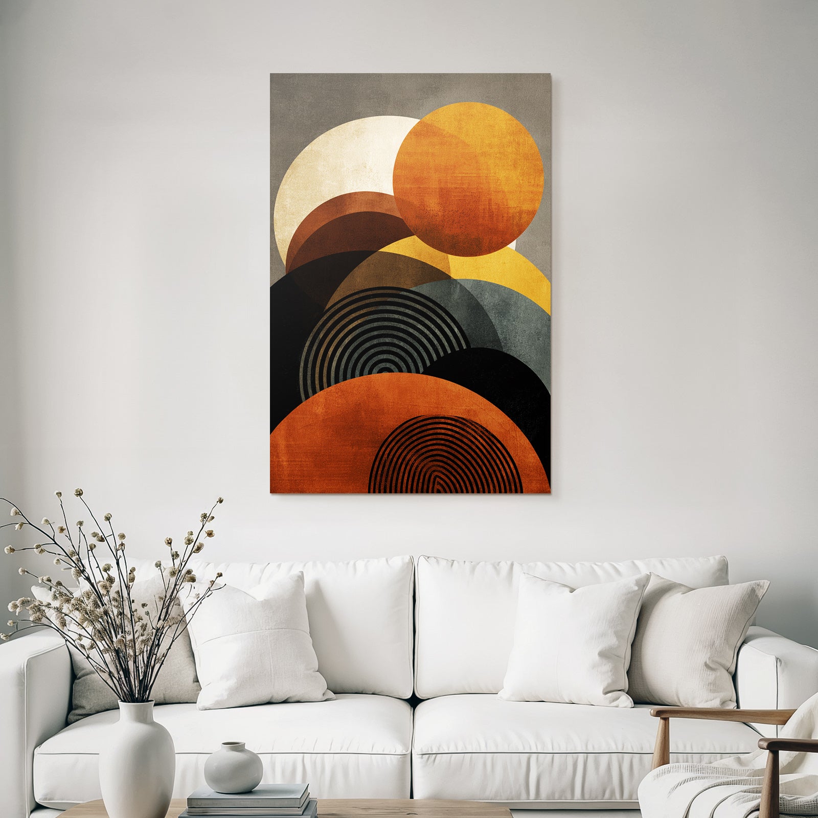 Abstract Graphic Composition Circular Shapes In Warm Tones