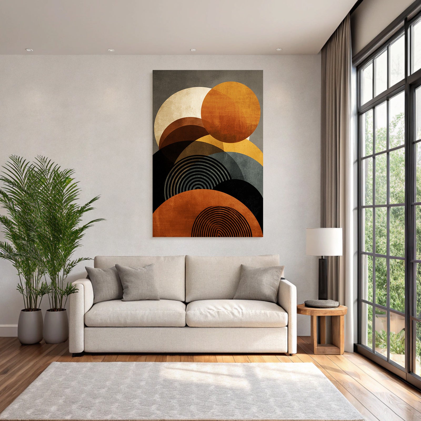Abstract Graphic Composition Circular Shapes In Warm Tones