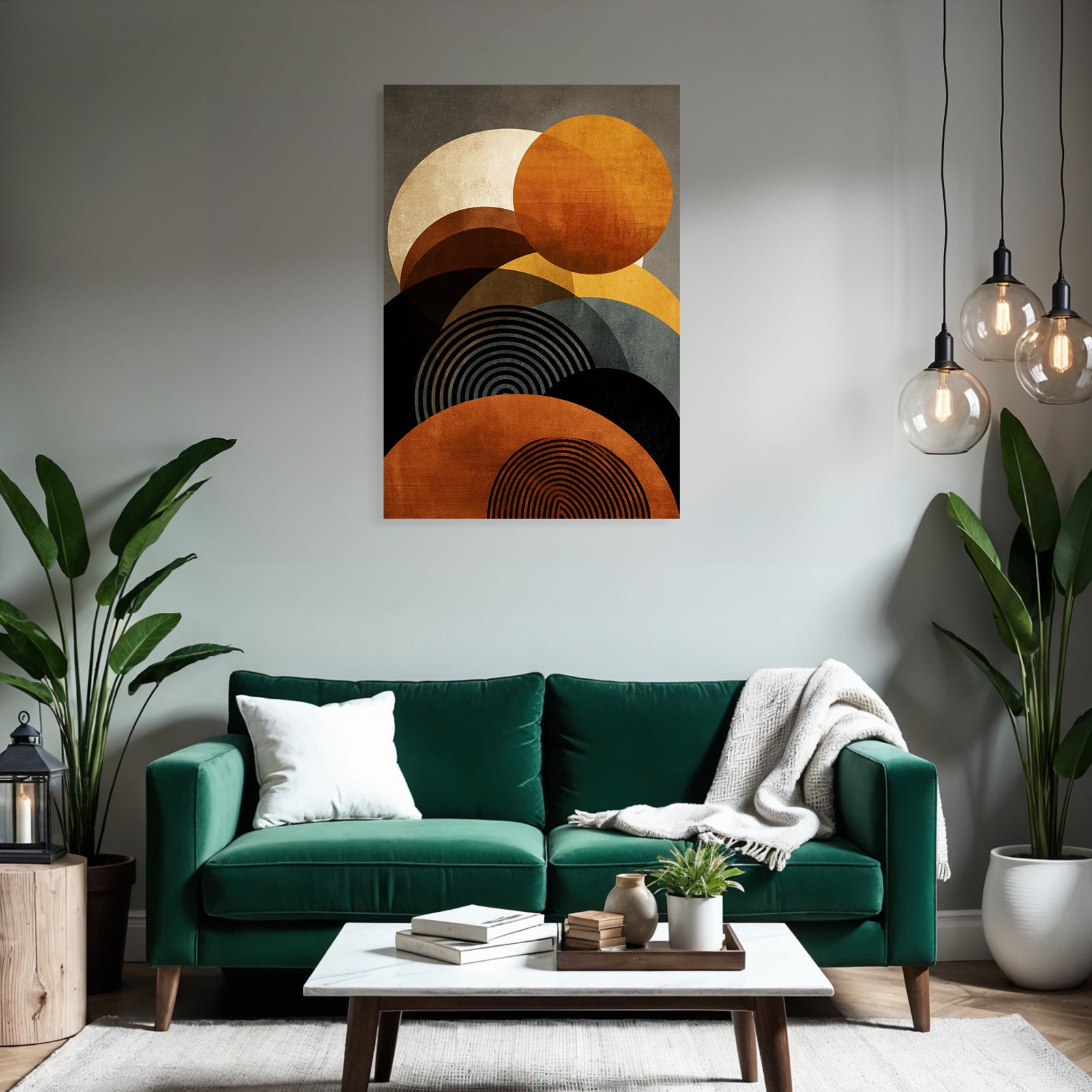 Abstract Graphic Composition Circular Shapes In Warm Tones