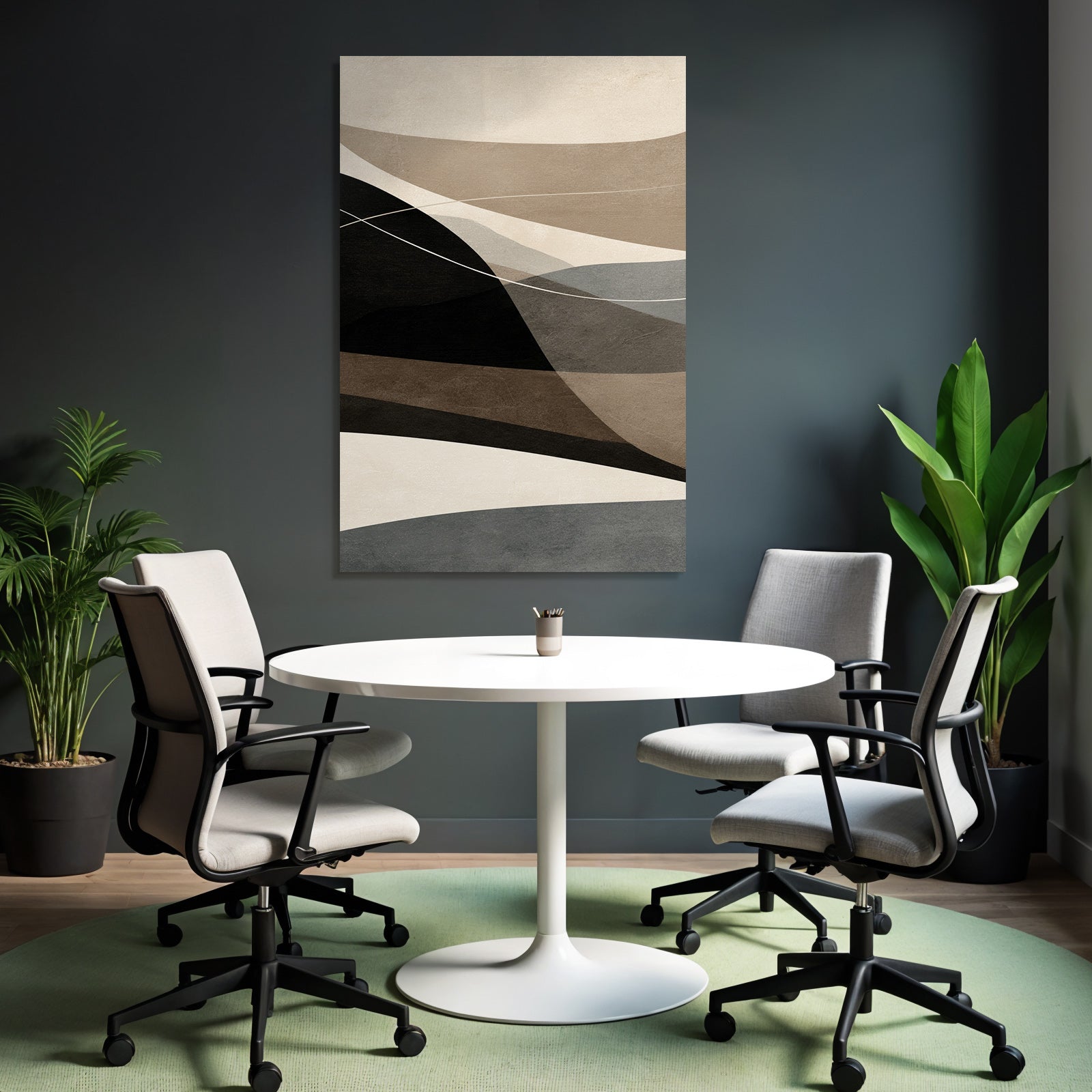 Abstract illustration Overlapping shapes Neutral tones Calm composition