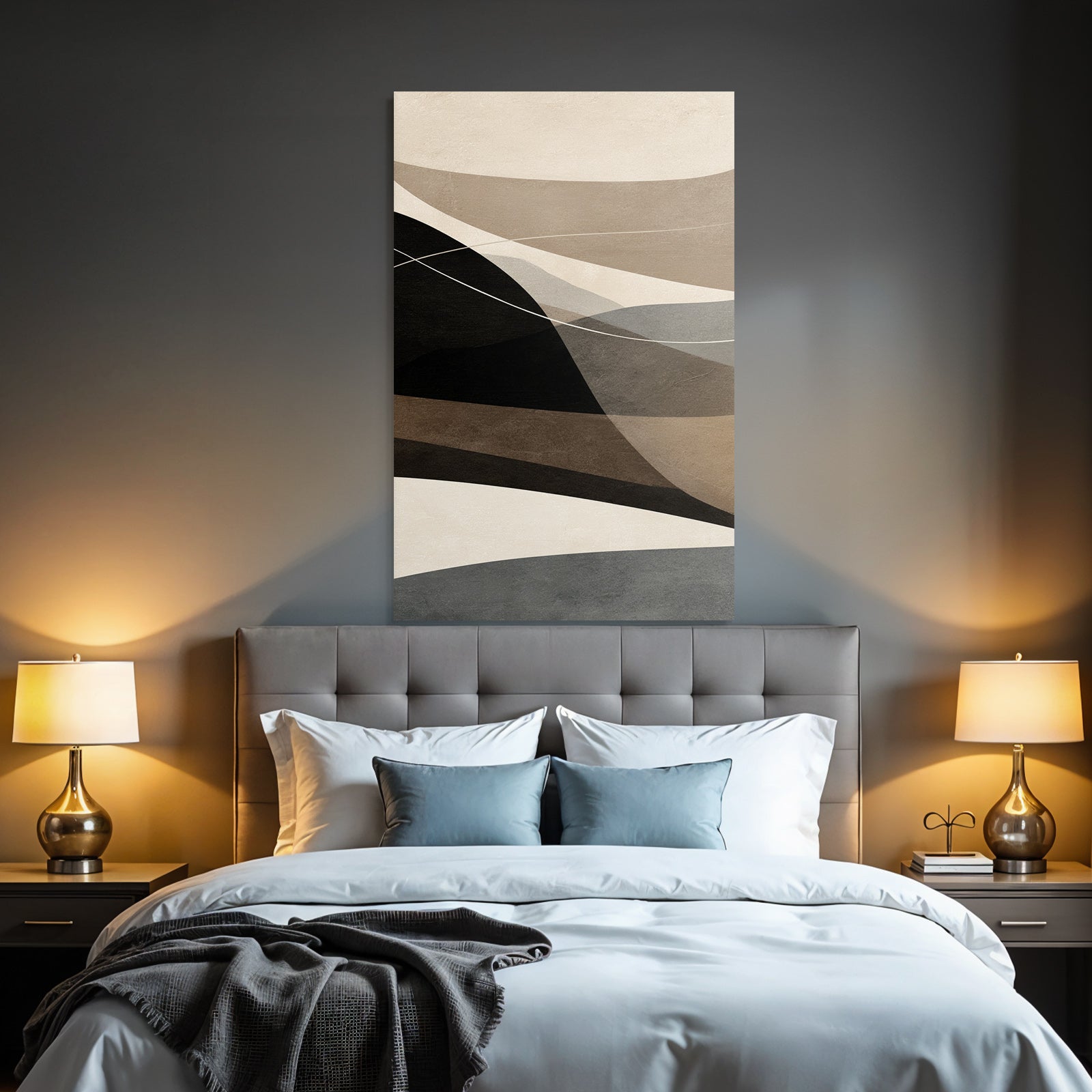 Abstract illustration Overlapping shapes Neutral tones Calm composition