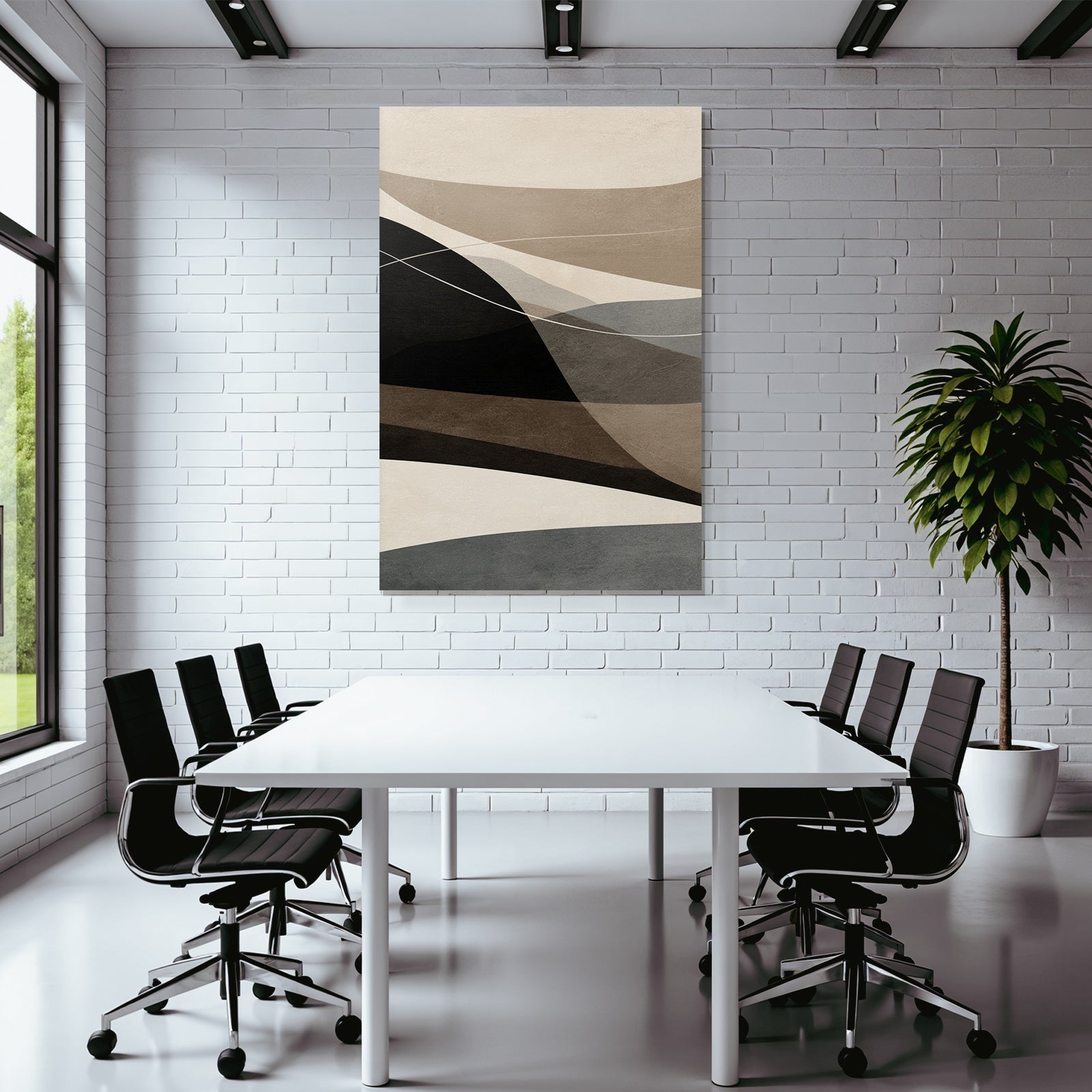 Abstract illustration Overlapping shapes Neutral tones Calm composition