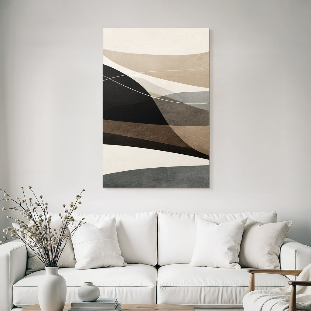 Abstract illustration Overlapping shapes Neutral tones Calm composition