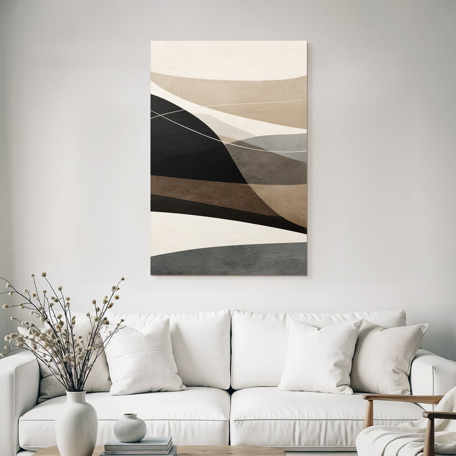 Abstract illustration Overlapping shapes Neutral tones Calm composition